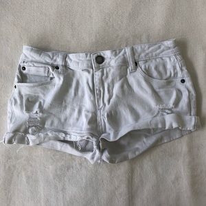 white denim shorts